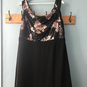 Sequin, off the shoulder, dress with high slit